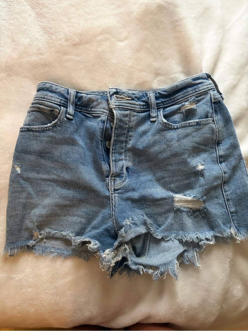 Hollister button up Light Blue Distressed Denim Women's Shorts